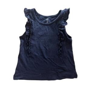 Baby Gap Navy Blue Girls Size 4 Ruffle Sleeve Cotton Top